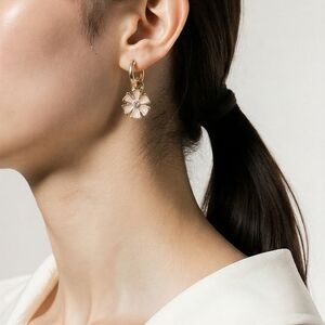 Vintage Napier gold plated rhinestone floral earrings